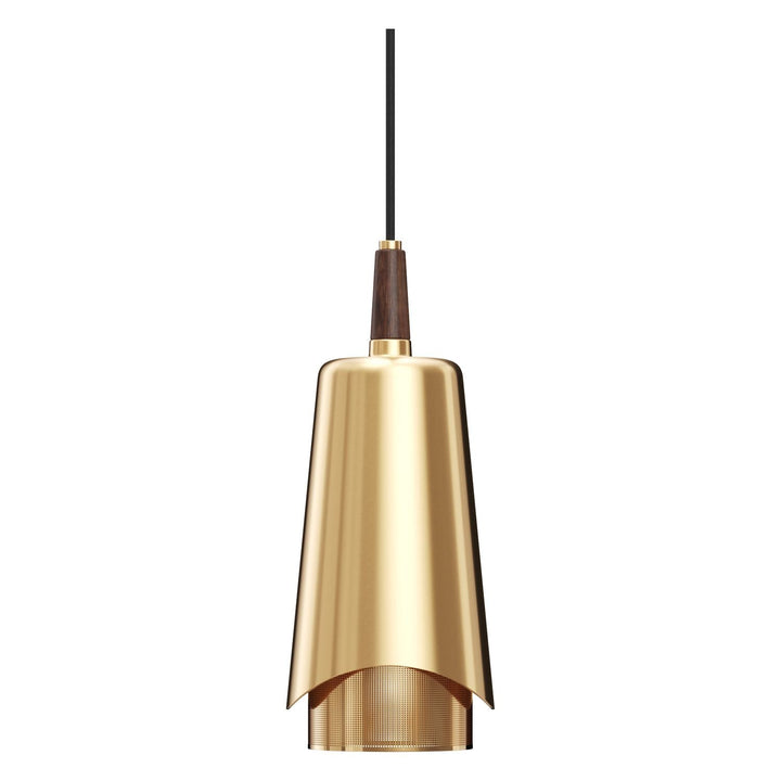 Umanoff Pendant Lamp - Set of 2 by Audo Copenhagen - Designed by Arthur Umanoff, this eponymous pendant light shines a light on the contrasts created when perfectly symmetrical, geometric brass and walnut wood components meet. The suspended design emits d
