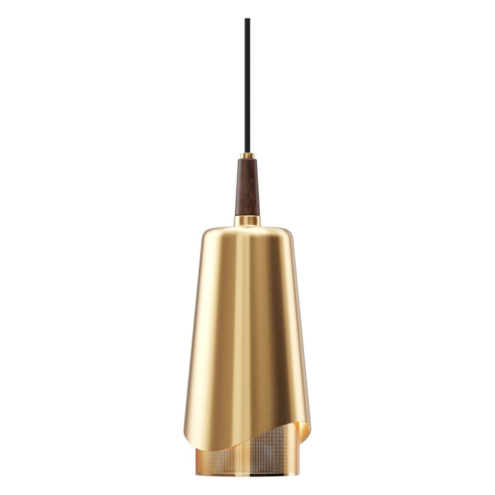 Umanoff Pendant Lamp - Set of 2 by Audo Copenhagen - Designed by Arthur Umanoff, this eponymous pendant light shines a light on the contrasts created when perfectly symmetrical, geometric brass and walnut wood components meet. The suspended design emits d