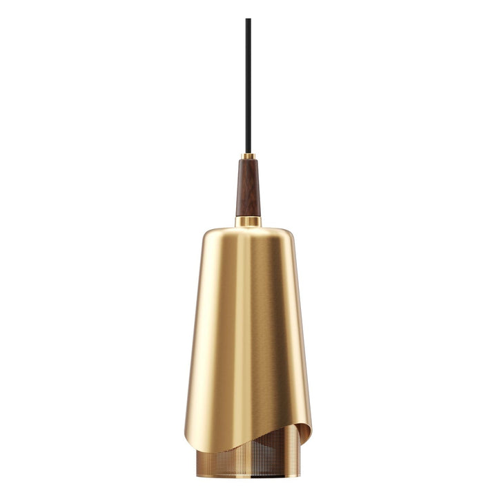 Umanoff Pendant Lamp - Set of 2 by Audo Copenhagen - Designed by Arthur Umanoff, this eponymous pendant light shines a light on the contrasts created when perfectly symmetrical, geometric brass and walnut wood components meet. The suspended design emits d