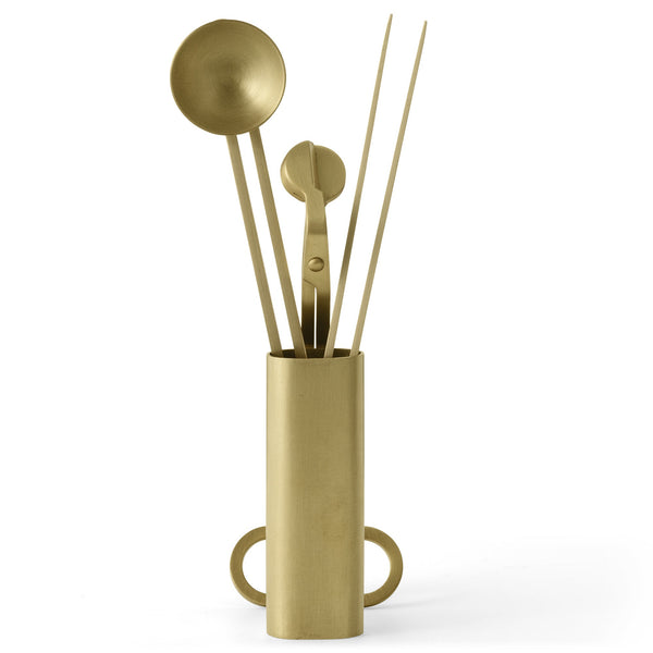 Clip Candle Care Kit by Audo Copenhagen - Designed for optimal candle care and performance, the four-piece Candle Care Kit includes elegant tools in powder-coated metal. A candle snuffer, wick trimmer and pick ensure less smoke and sooting, better burning