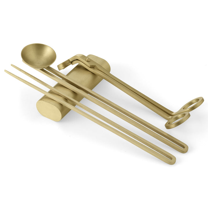 Clip Candle Care Kit by Audo Copenhagen - Designed for optimal candle care and performance, the four-piece Candle Care Kit includes elegant tools in powder-coated metal. A candle snuffer, wick trimmer and pick ensure less smoke and sooting, better burning