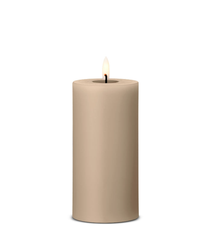 Ester & Erik LED pillar candle in soft beige, featuring a lifelike glow, perfect for special events or everyday ambiance.