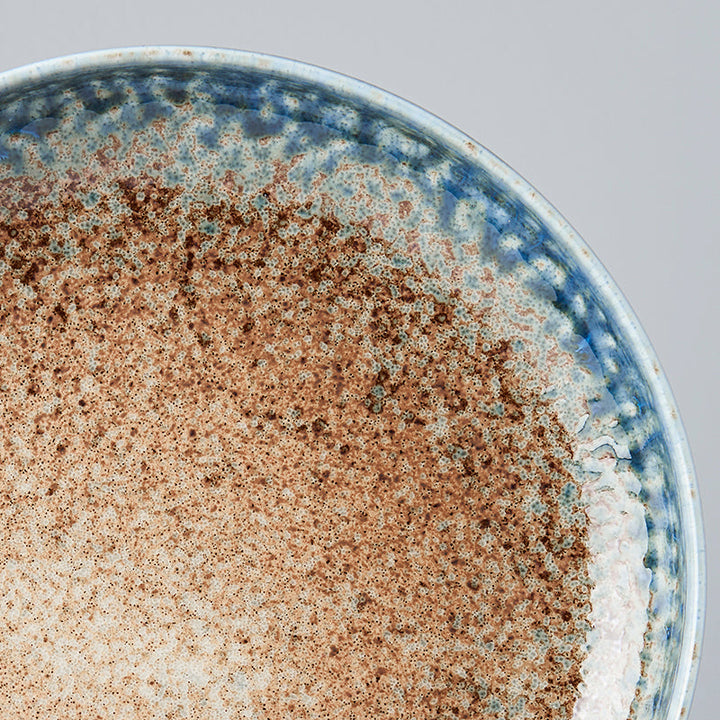 High Rim Plate, 19.5 cm, Ceramic, Earth & Sky Glaze, Rustic Brown and Blue Tones