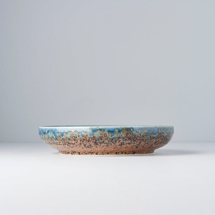 High Rim Plate, 19.5 cm, Ceramic, Earth & Sky Glaze, Rustic Brown and Blue Tones