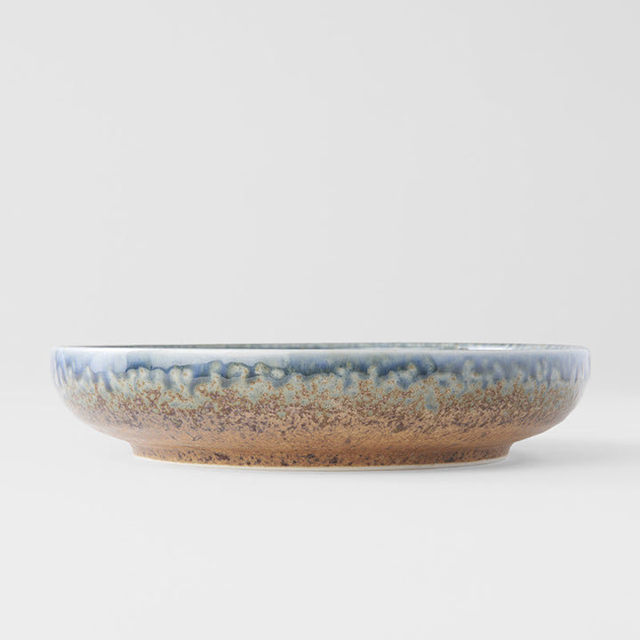 High Rim Plate, 19.5 cm, Ceramic, Earth & Sky Glaze, Rustic Brown and Blue Tones