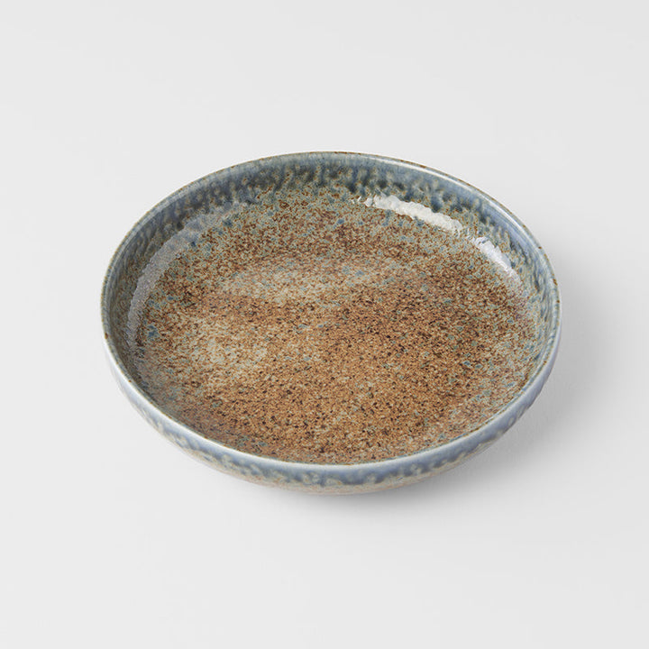High Rim Plate, 19.5 cm, Ceramic, Earth & Sky Glaze, Rustic Brown and Blue Tones