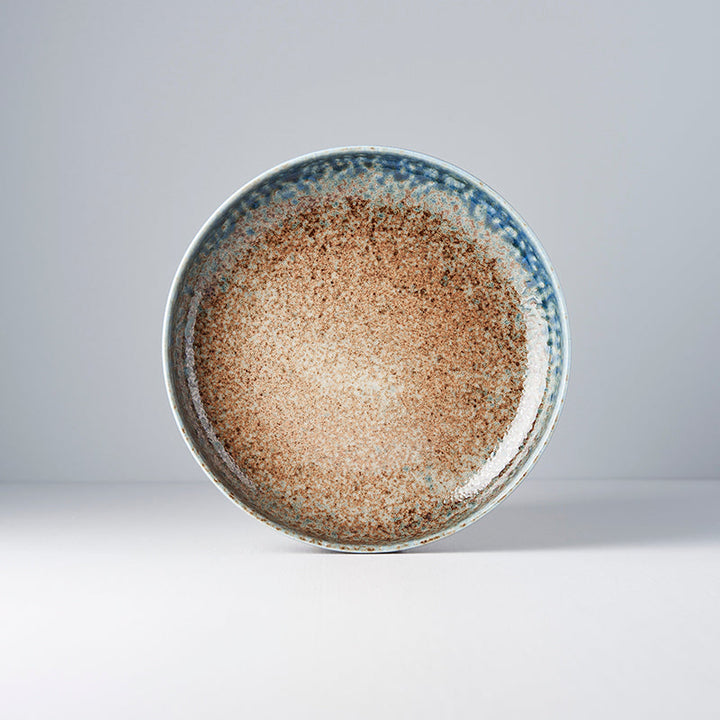 High Rim Plate, 19.5 cm, Ceramic, Earth & Sky Glaze, Rustic Brown and Blue Tones