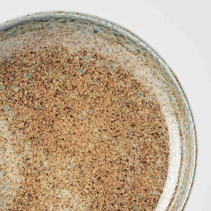 High Rim Plate, 19.5 cm, Ceramic, Earth & Sky Glaze, Rustic Brown and Blue Tones