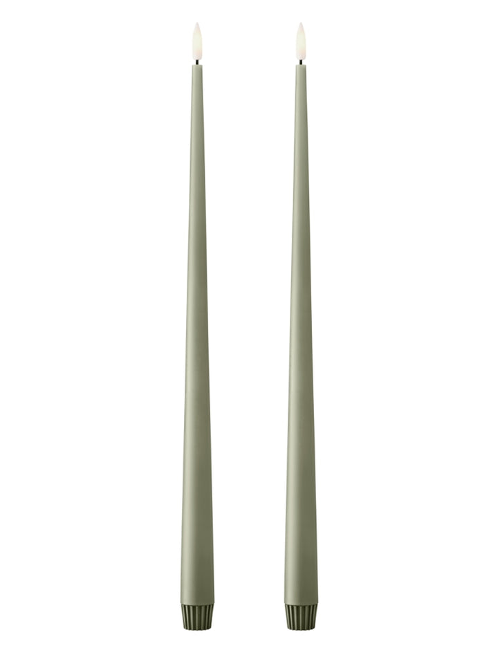 Ester & Erik LED taper candles in soft green color, elegant design for a sophisticated modern ambiance.