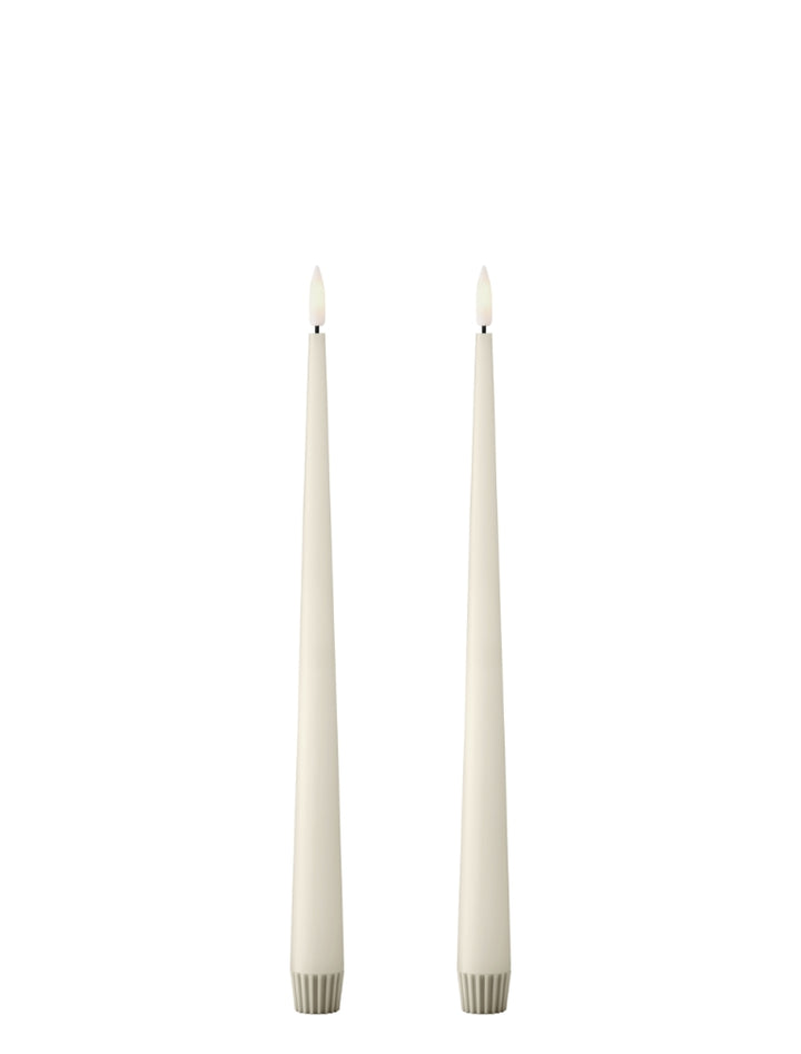 Ester & Erik LED Taper Candles in ivory, 2-piece set, featuring a sleek design and realistic glow for modern decor.