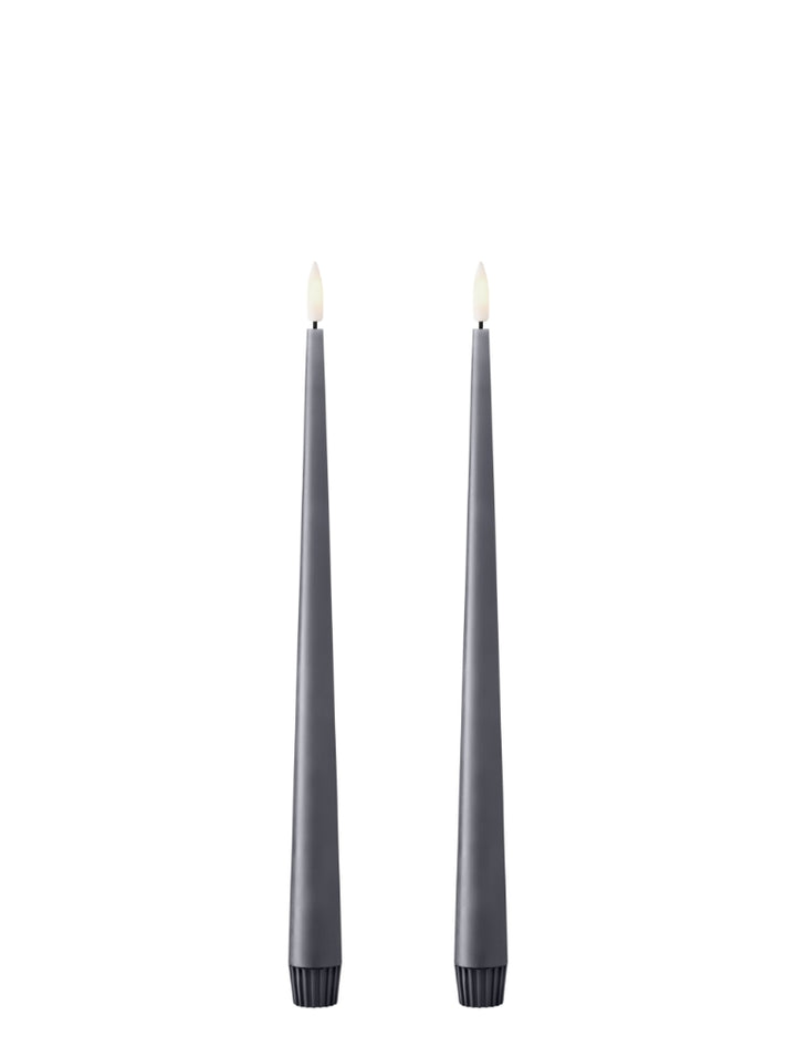 Ester & Erik LED taper candles in gray, 2 pieces, offering a modern and elegant touch to any space.