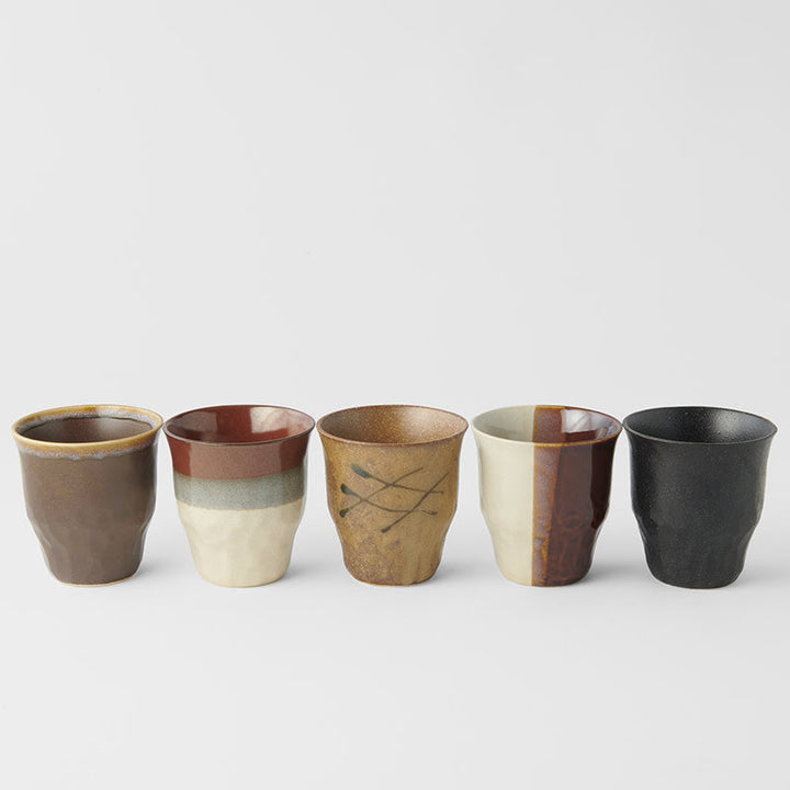 Cups Set Five 260ml Old Kiln Glazes