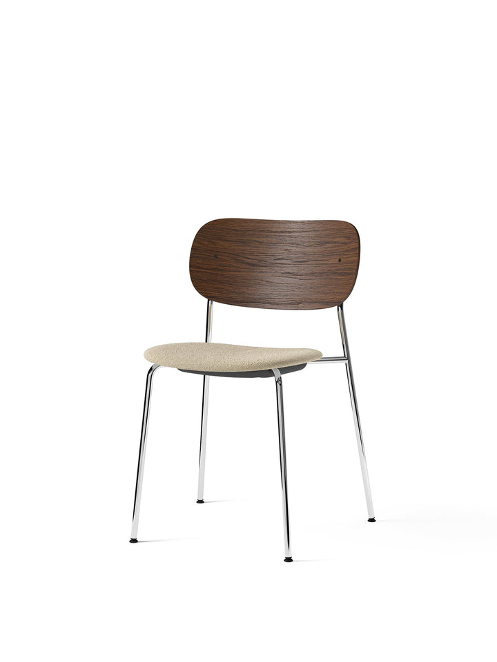 Co Dining Chair, upholstered seat, Chrome by Audo Copenhagen - Drawing on The Office Group’s extensive knowledge of workplace needs, the Co Dining Chair pairs a lightweight, sleek profile with great seating comfort – and the option to stack up to 10 chair