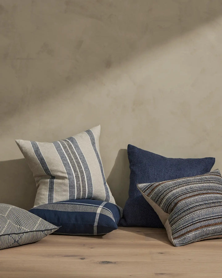 Domenica Denim With a soft, vintage feel, Domenica is a plain linen blend cushion with a chunky texture featured on one side.In seven on-trend colours, the Domenica cushion in Denim is a deep blue that will bring calming moods, as well as a subtle touch o
