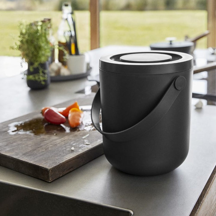  Bio Waste Compost Circular Kitchen Container 3L, H20cm, Black