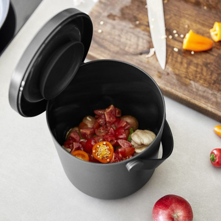  Bio Waste Compost Circular Kitchen Container 3L, H20cm, Black