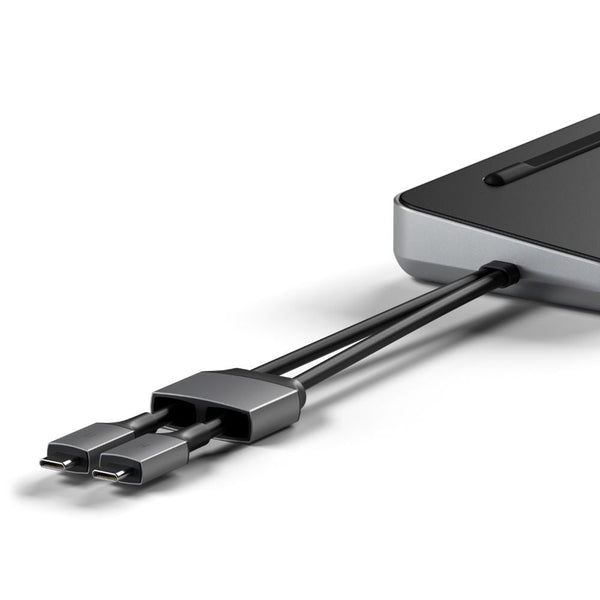 Satechi Dual Dock Stand (Space Grey) Elevate your setup and boost your computer’s performance with the new Dual Dock Stand - a Docking Station with NVMe SSD Enclosure. Designed for both business and creative professionals, this dual dock will transform yo