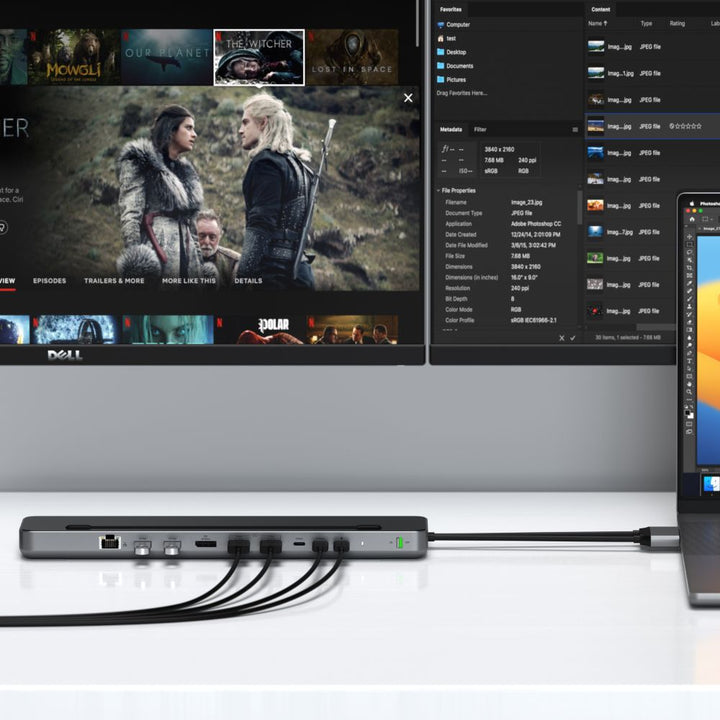 Satechi Dual Dock Stand (Space Grey) Elevate your setup and boost your computer’s performance with the new Dual Dock Stand - a Docking Station with NVMe SSD Enclosure. Designed for both business and creative professionals, this dual dock will transform yo