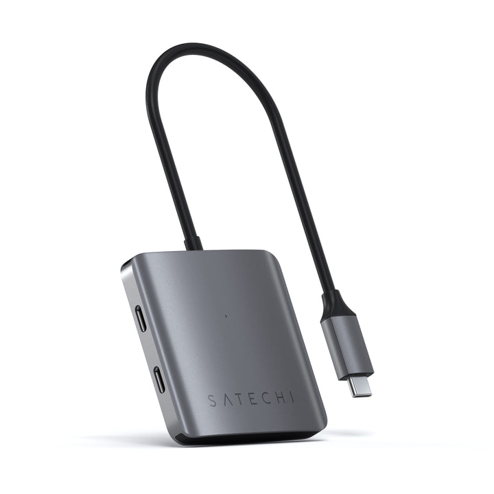 Satechi Aluminium 4 Port USB-C Hub (Space Grey) Expand your data capabilities with the Satechi 4-Port USB-C Hub, featuring four USB-C ports to easily back up, transfer, or copy files to and from your USB-C host device. With its sleek aluminium finish and