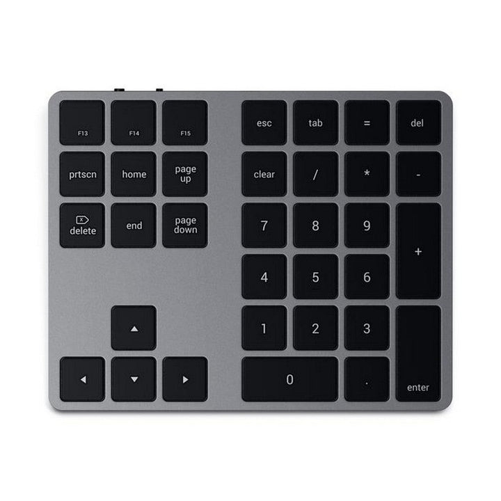 Satechi Bluetooth Extended Keypad Expand your keyboard with the Satechi Bluetooth Extended Keypad. Featuring a full number pad, navigational arrows, and convenient Mac OS shortcut keys, the Bluetooth Extended Keypad restores the functionality of a desktop