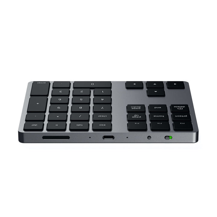 Satechi Bluetooth Extended Keypad Expand your keyboard with the Satechi Bluetooth Extended Keypad. Featuring a full number pad, navigational arrows, and convenient Mac OS shortcut keys, the Bluetooth Extended Keypad restores the functionality of a desktop