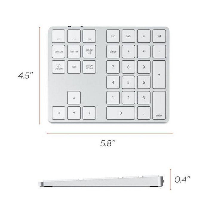 Satechi Bluetooth Extended Keypad Expand your keyboard with the Satechi Bluetooth Extended Keypad. Featuring a full number pad, navigational arrows, and convenient Mac OS shortcut keys, the Bluetooth Extended Keypad restores the functionality of a desktop