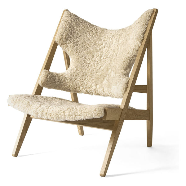 Audo CPH Knitting Lounge Chair, Seat & Backrest w. Upholstery & Oak Base, Natural Oak Base w. Sheepskin, Nature