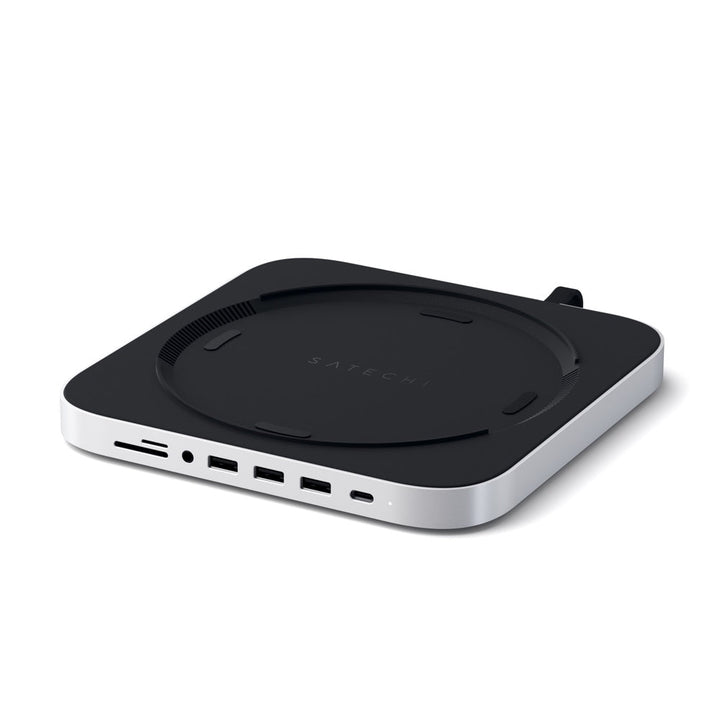 Satechi Aluminium Stand and Hub for Mac Mini/Mac Studio First of its kind, the USB-C Aluminium Stand & Hub elevates and transforms your Mac Mini/Mac Studio into a powerful, surprisingly compact workstation. Equipped with a USB-C data port, three USB-A 3.0