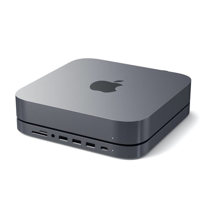 Satechi Aluminium Stand and Hub for Mac Mini/Mac Studio First of its kind, the USB-C Aluminium Stand & Hub elevates and transforms your Mac Mini/Mac Studio into a powerful, surprisingly compact workstation. Equipped with a USB-C data port, three USB-A 3.0