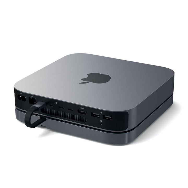 Satechi Aluminium Stand and Hub for Mac Mini/Mac Studio First of its kind, the USB-C Aluminium Stand & Hub elevates and transforms your Mac Mini/Mac Studio into a powerful, surprisingly compact workstation. Equipped with a USB-C data port, three USB-A 3.0