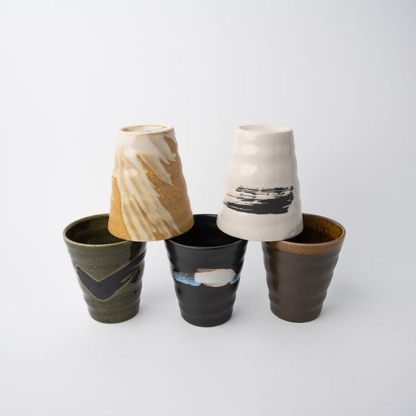 Cups Set Five 250ml Brushstroke Glazes