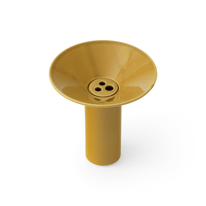 AUDO CPH (ex MENU) Hana Vase, H14.5cm, Ochre by Audo Copenhagen - Hana is inspired by ikebana, the ancient Japanese art of flower arranging that uses few but carefully chosen and artfully positioned stems. Shaped around a central ceramic flower frog, or k