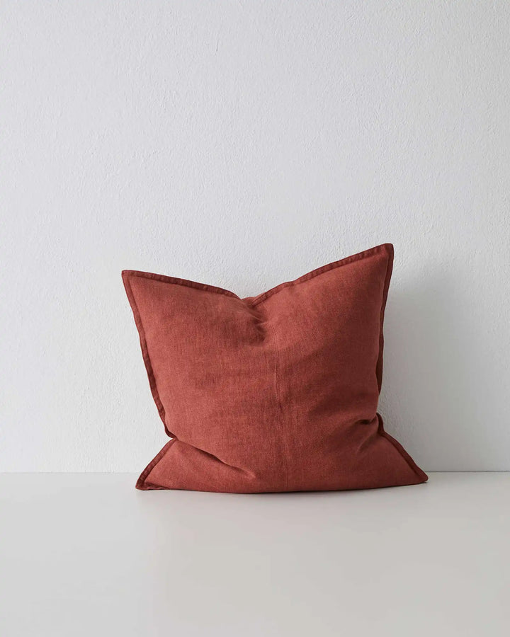 Como Sienna Premium Linen Cushion - Burnt Red Add warmth to your space with the Como Sienna cushion in burnt red, crafted with luxurious European linen for a vintage feel.