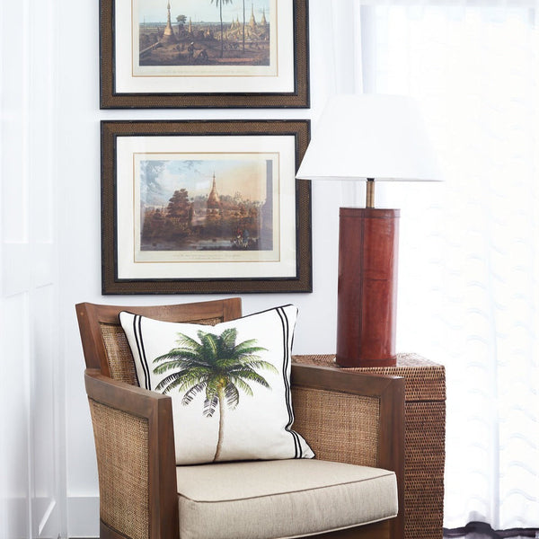 Bahama Palm 50x50 Indulge in luxury with the 100% cotton Bahama Palm 50x50. Its delicate printed design, intricate appliques, and intricate piping create a truly exquisite look and feel.