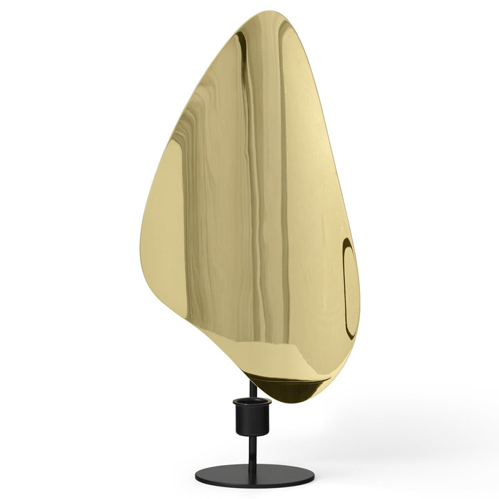 Flambeau Table Candle Holder by Audo Copenhagen - Inspired by French modernist lighting fixtures and designed to resemble a flickering flame, Flambeau is a sculptural design with playful presence. The metal backplate magnifies and reflects candlelight to