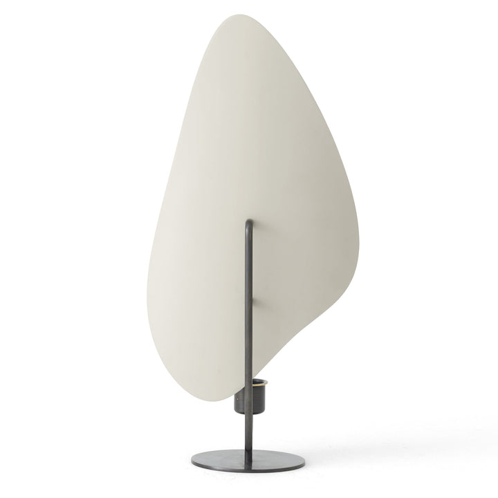 Flambeau Table Candle Holder by Audo Copenhagen - Inspired by French modernist lighting fixtures and designed to resemble a flickering flame, Flambeau is a sculptural design with playful presence. The metal backplate magnifies and reflects candlelight to