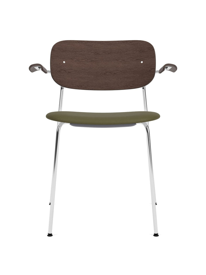 Co Dining Chair, upholstered seat with armrest, Chrome by Audo Copenhagen - Inspired by The Office Group's deep understanding of workplace requirements, the Co Chair embodies a perfect fusion of lightweight elegance and exceptional seating comfort. Additi