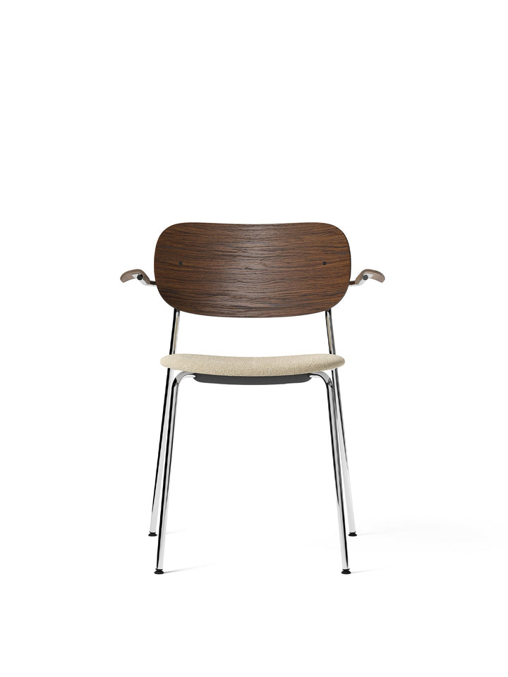 Co Dining Chair, upholstered seat with armrest, Chrome by Audo Copenhagen - Inspired by The Office Group's deep understanding of workplace requirements, the Co Chair embodies a perfect fusion of lightweight elegance and exceptional seating comfort. Additi