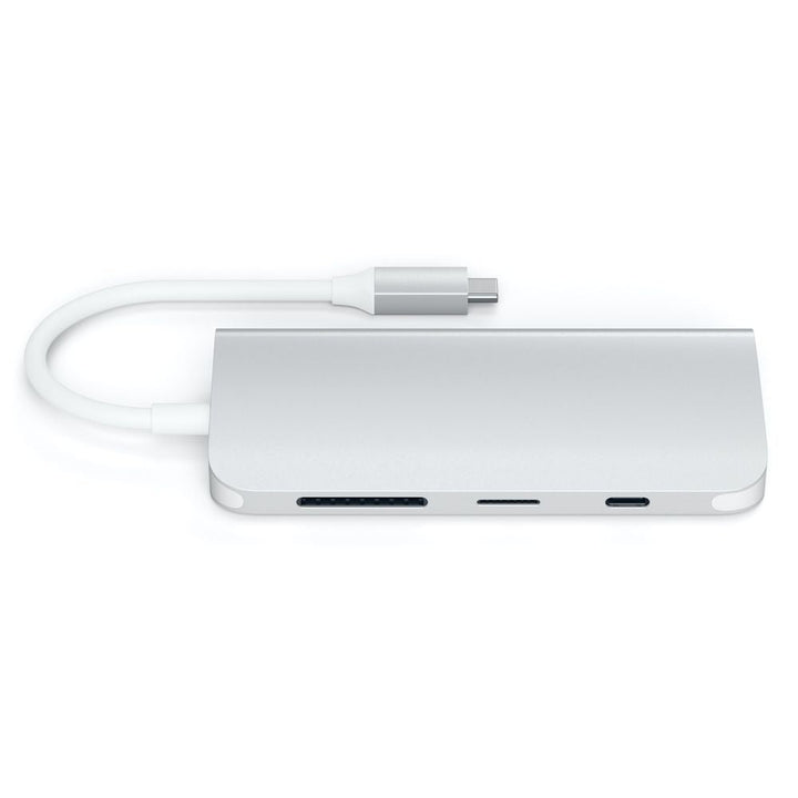 Satechi USB-C Multimedia Adapter 4K Ethernet Display-Port Introducing the Satechi Aluminium USB-C Multimedia Adapter with all your favourite legacy ports bundled into 1 sleek, aluminium adapter. Connect a laptop or desktop to a plethora of devices and per