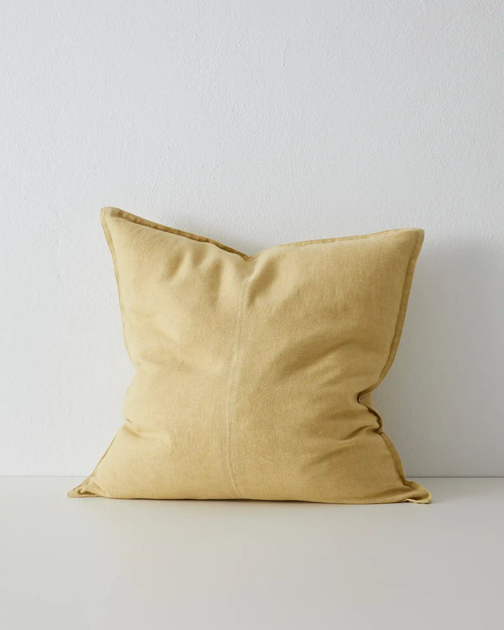 Como Limoncello Cushion - Premium European Linen Our Como range features premium European Linen sourced from France and Italy, stonewashed to achieve a soft, vintage texture. The Como Limoncello cushion boasts a bright, cheerful yellow hue that adds a sun