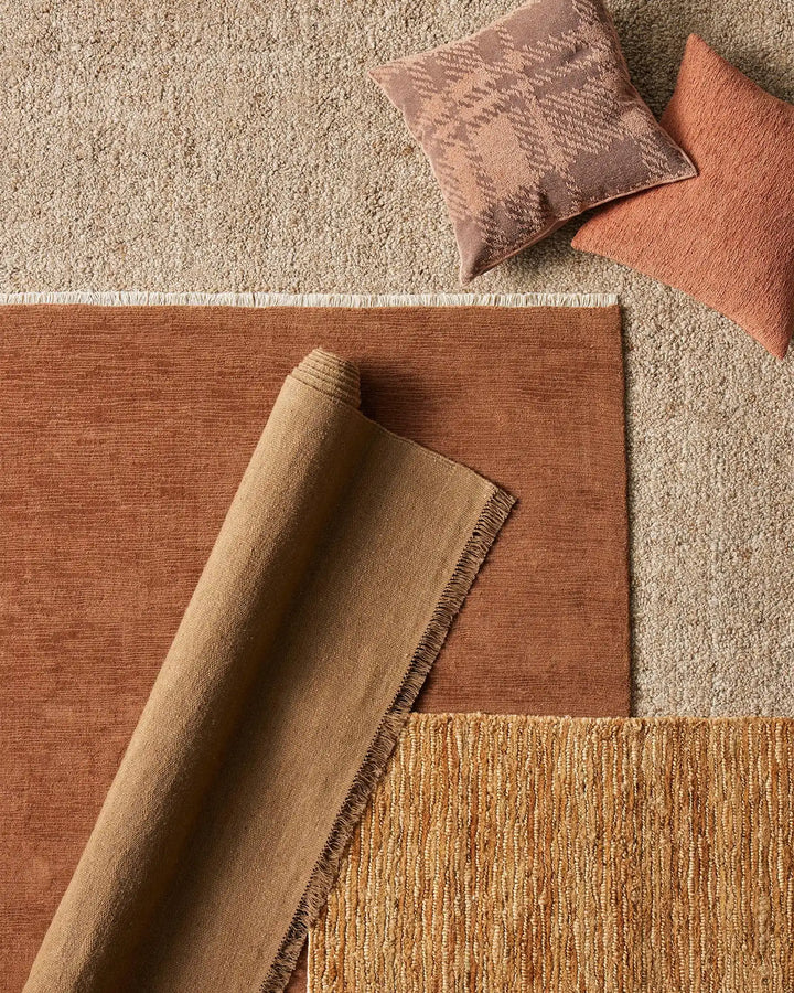Emilio Toffee - Premium Flat-Weave Rug Discover Emilio Toffee, a sophisticated linen rug with rich golden tones and timeless charm, perfect for modern interiors.