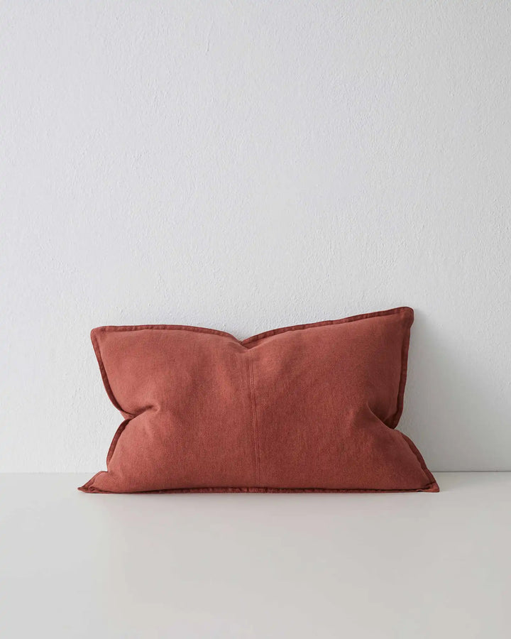 Como Sienna Premium Linen Cushion - Burnt Red Add warmth to your space with the Como Sienna cushion in burnt red, crafted with luxurious European linen for a vintage feel.