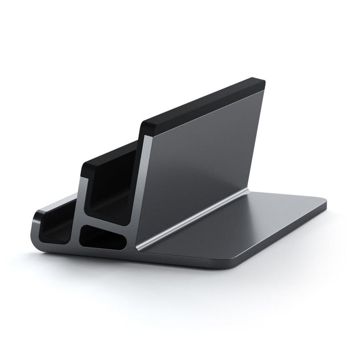 Satechi Dual Vertical Laptop Stand Keep your workstation tidy and every device within reach with Satechi Dual Vertical Stand for laptops and tablets. The 2-in-1 design supports your Macbook and iPad vertically at the same time, improving your working effi