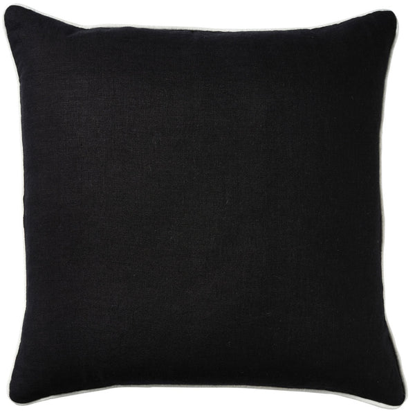 Linen Piping Black 50x50 – Elegant Design Explore Linen Piping Black 50x50, crafted from 100% linen with elegant white piping for a sophisticated touch.