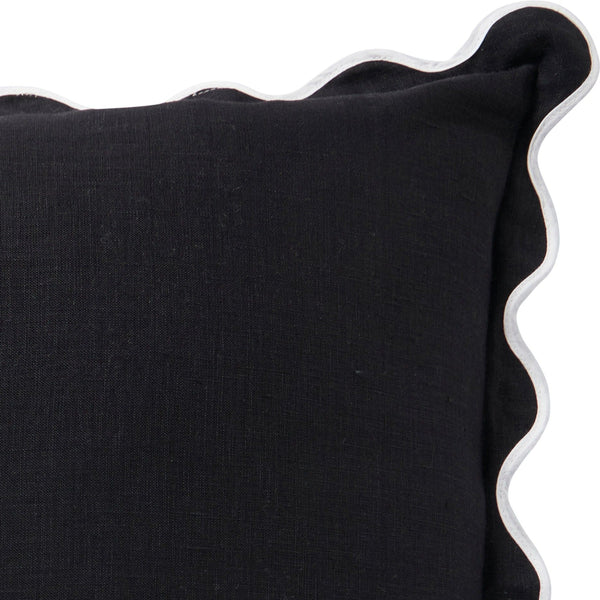 Linen Scallop Black 55x55 100% Linen. Scallop Edging.