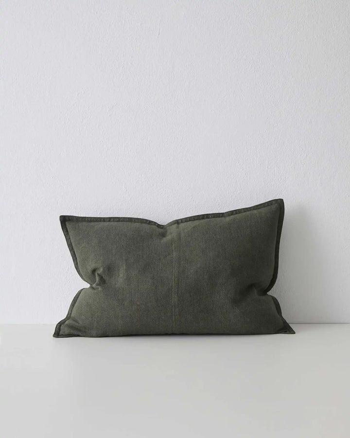 Como Khaki Linen Cushion - Modern & Stylish Discover the Como Khaki cushion, featuring premium stonewashed linen in a trendy muted green. Perfect for modern decor.