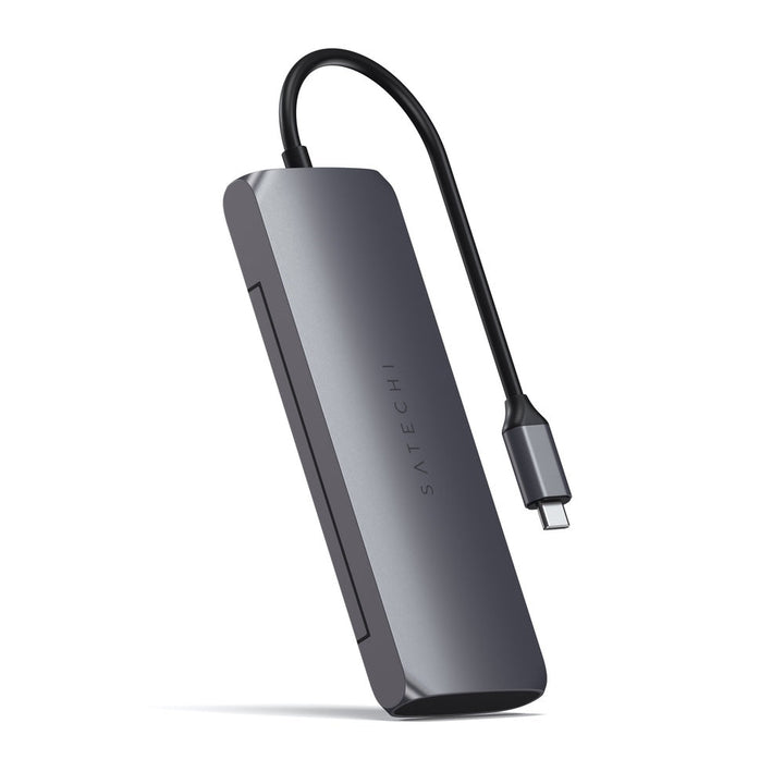 Satechi USB-C Hybrid Multiport Adapter with SSD Enclosure Level up your data storage at home or on-the-go using the Satechi USB-C Hybrid Multiport Adapter. Combining the convenience of an external drive and USB-C hub, the USB-C Hybrid Multiport Adapter fe