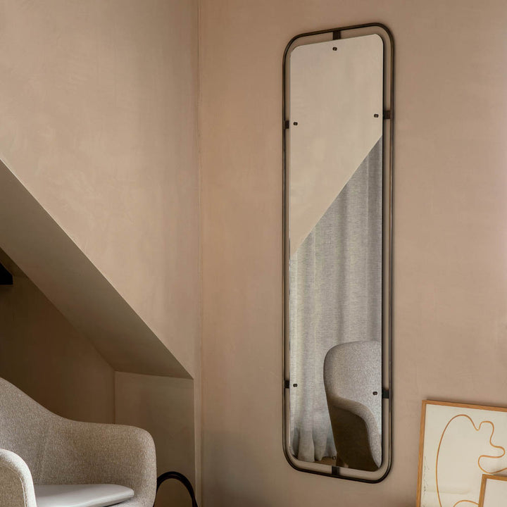 AUDO Nimbus Mirror, Rectangular, Bronzed Brass by Audo Copenhagen - Looking to the way in which a picture or a painting is framed, the Copenhagen-based design studio Krøyer-Sætter-Lassen investigated how an entire frame could surround a mirror without det