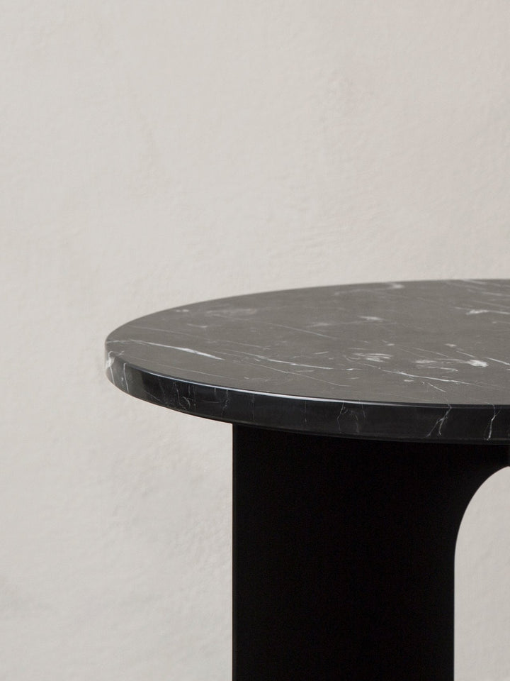 Androgyne Side Table, Table Top Ø42, Nero Marquina Marble