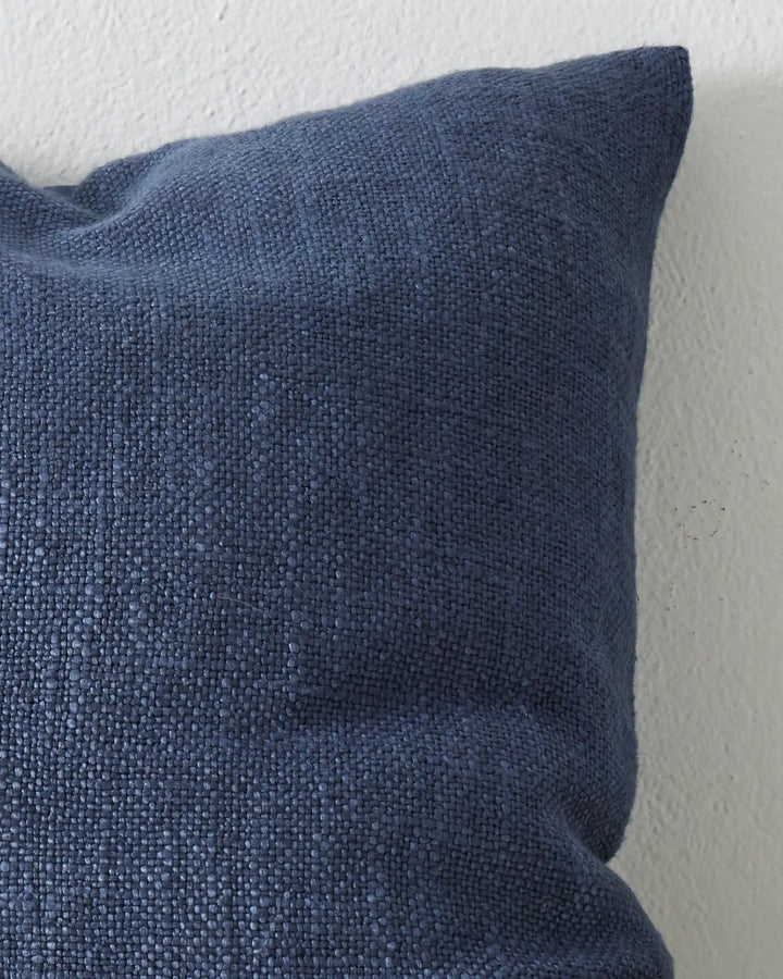 Domenica Denim With a soft, vintage feel, Domenica is a plain linen blend cushion with a chunky texture featured on one side.In seven on-trend colours, the Domenica cushion in Denim is a deep blue that will bring calming moods, as well as a subtle touch o